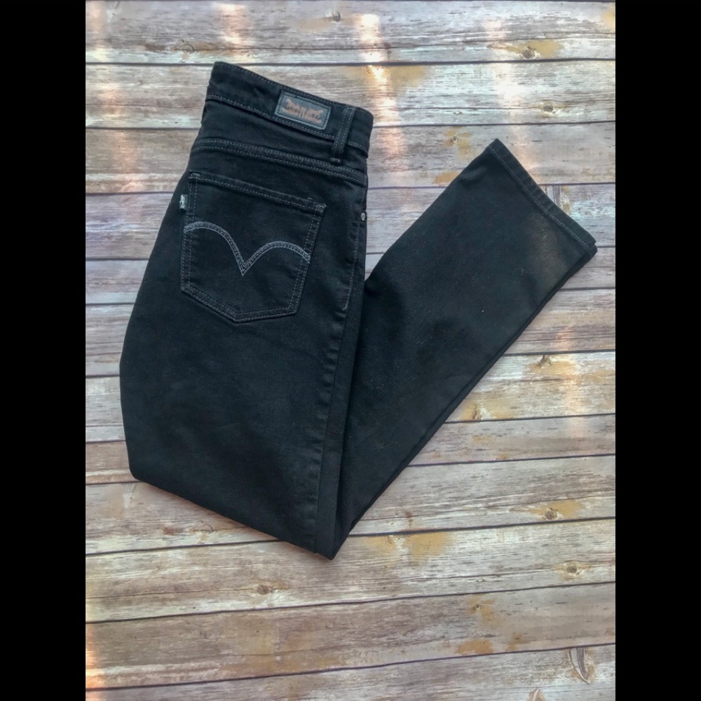 Black Denim Mid Rise Skinny Levi Jeans